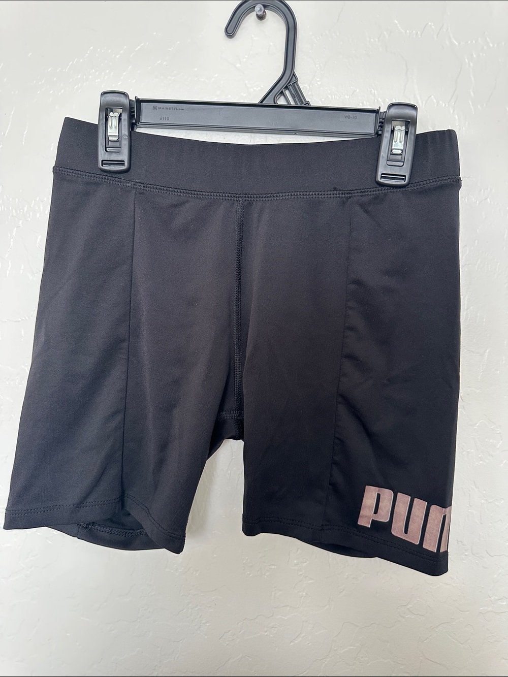 Puma Black Bike Shorts with Pink Logo